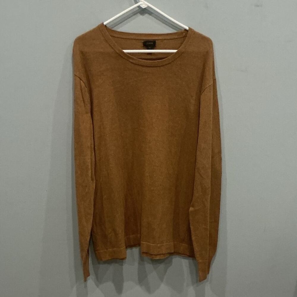 JCrew Mens Lightweight Crewneck Sweater Size XL Tan Classic Preppy Beige Beach